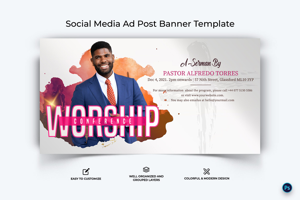 Church Facebook Ad Banner Design Template-30