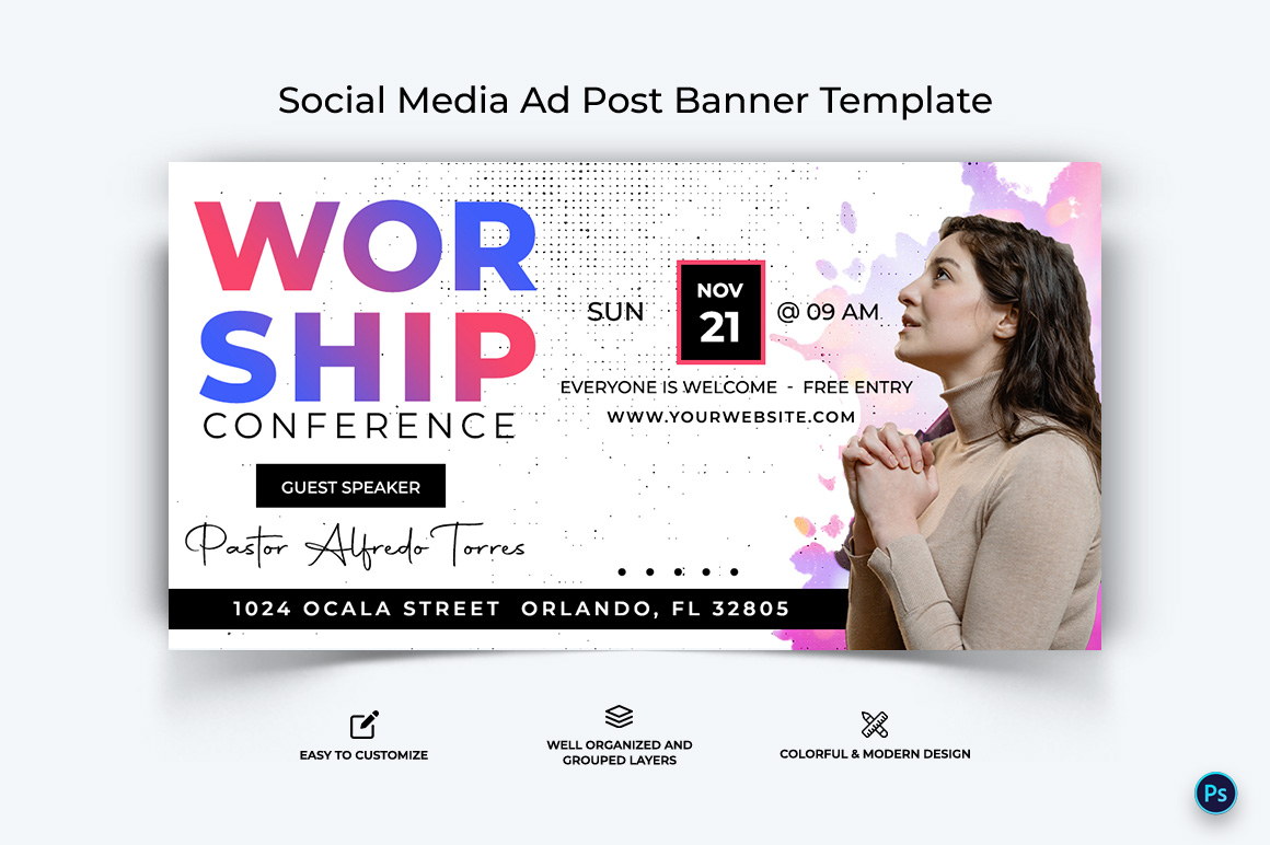 Church Facebook Ad Banner Design Template-40