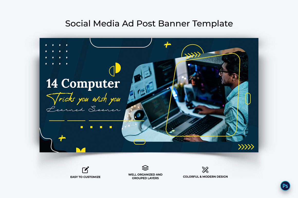 Computer Tricks and Hacking Facebook Ad Banner Design Template-02