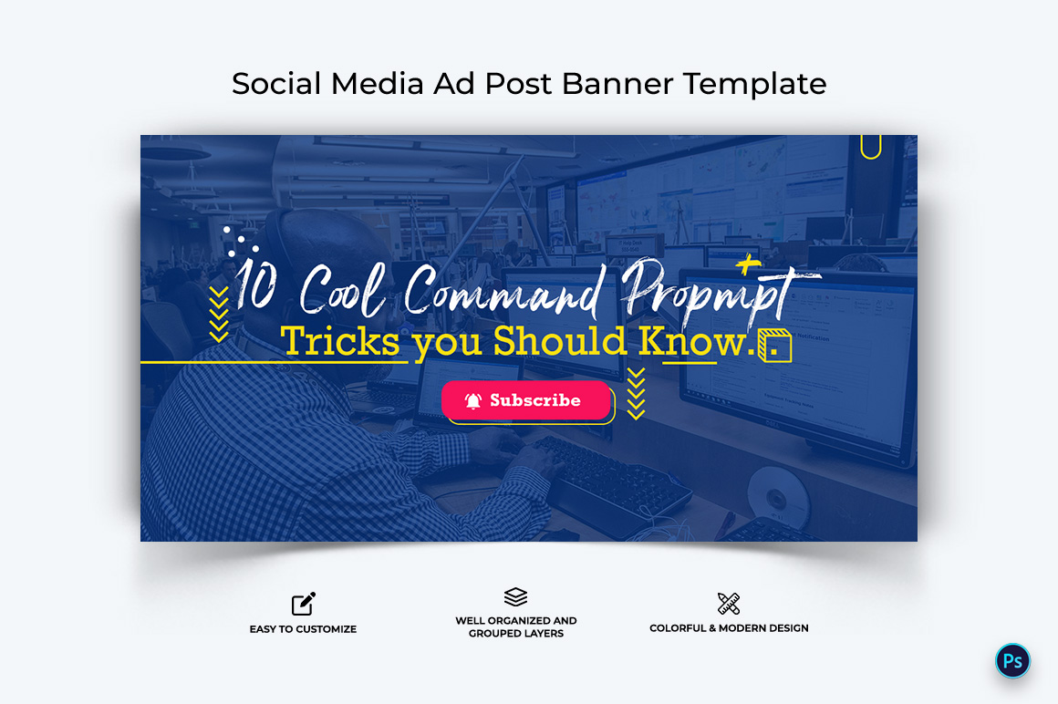 Computer Tricks and Hacking Facebook Ad Banner Design Template-06