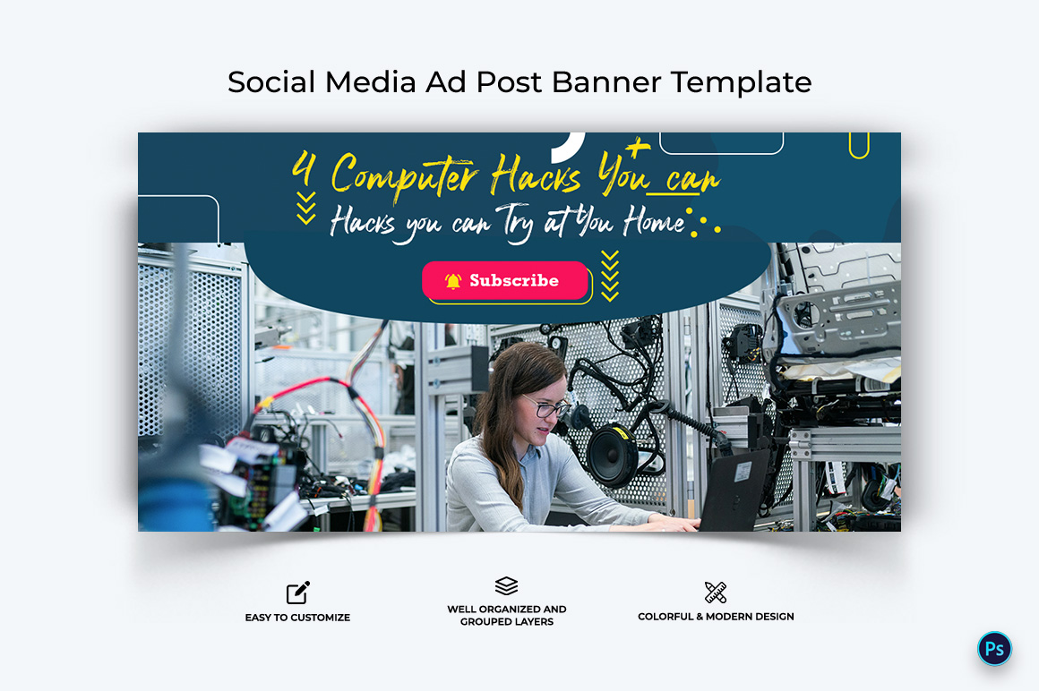 Computer Tricks and Hacking Facebook Ad Banner Design Template-09