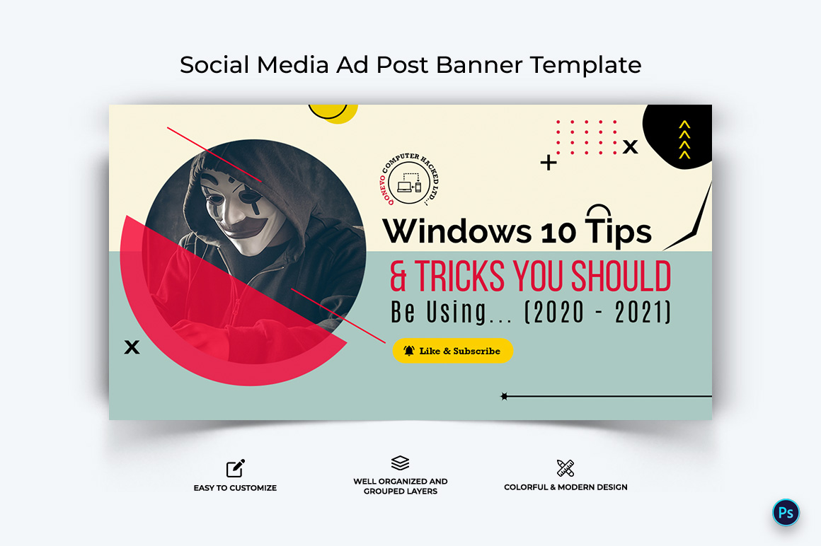 Computer Tricks and Hacking Facebook Ad Banner Design Template-12