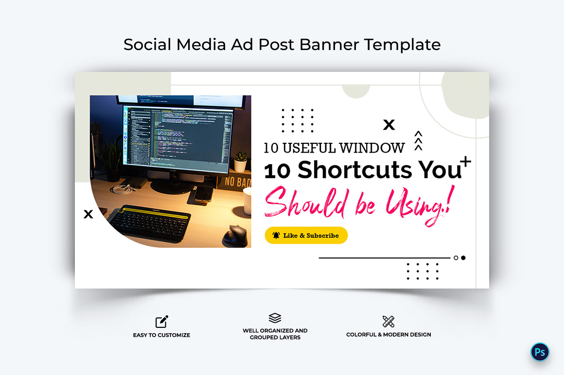 Computer Tricks and Hacking Facebook Ad Banner Design Template-14