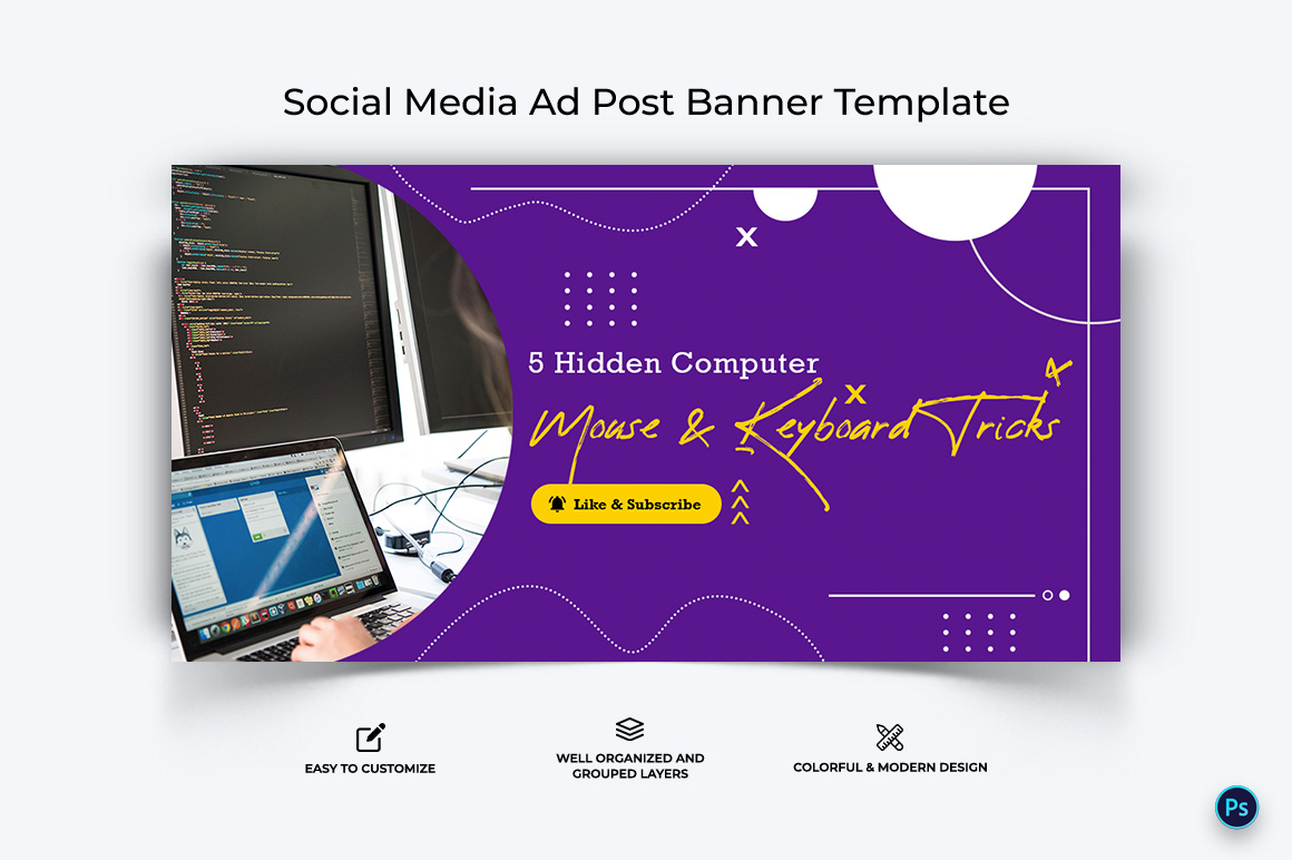 Computer Tricks and Hacking Facebook Ad Banner Design Template-15