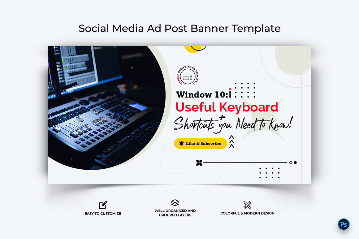 Computer Tricks and Hacking Facebook Ad Banner Design Template-17