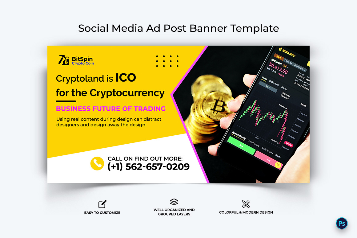 Crypto Currency Facebook Ad Banner Template-17