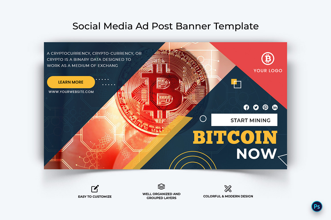 Crypto Currency Facebook Ad Banner Template-28