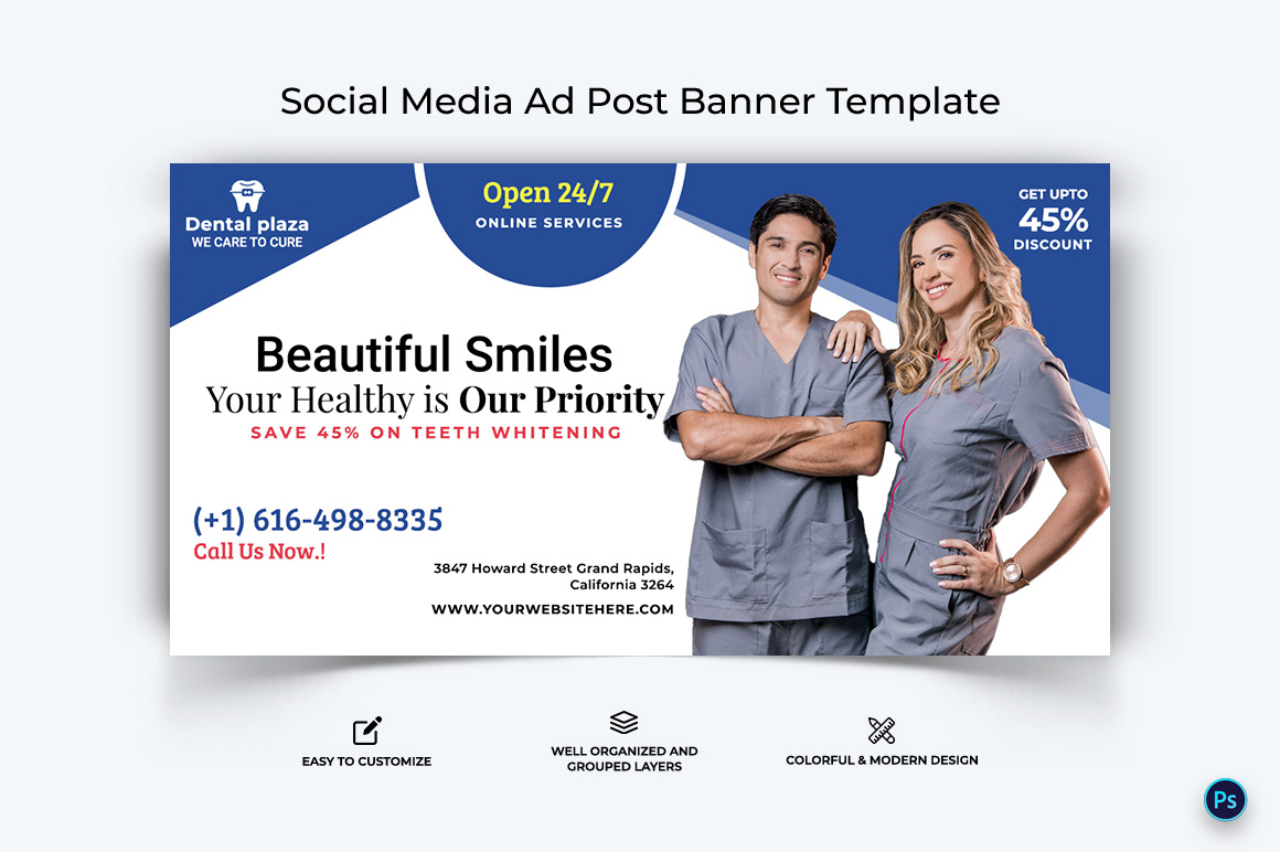 Dental Care Facebook Ad Banner Design Template-08