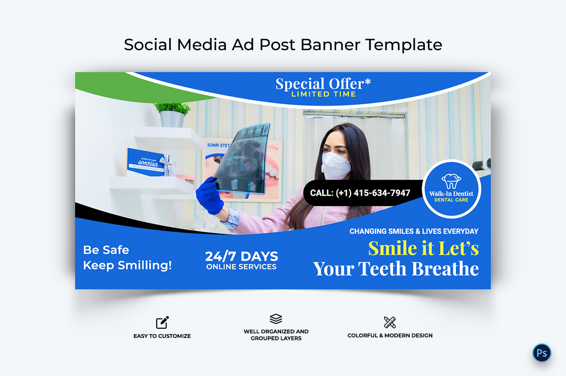 Dental Care Facebook Ad Banner Design Template-11