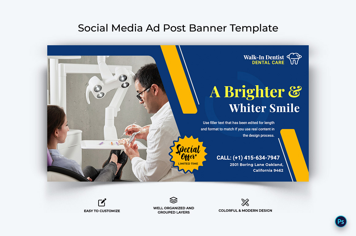 Dental Care Facebook Ad Banner Design Template-13