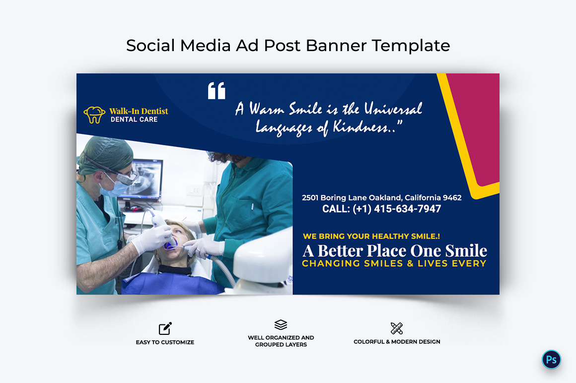 Dental Care Facebook Ad Banner Design Template-16