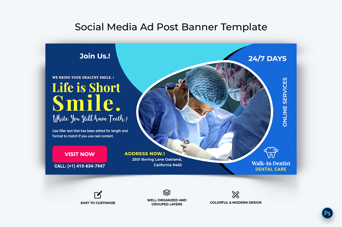 Dental Care Facebook Ad Banner Design Template-18