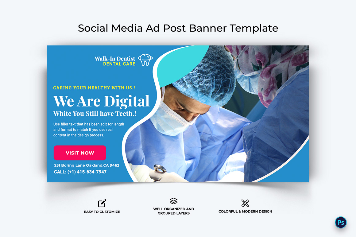 Dental Care Facebook Ad Banner Design Template-19