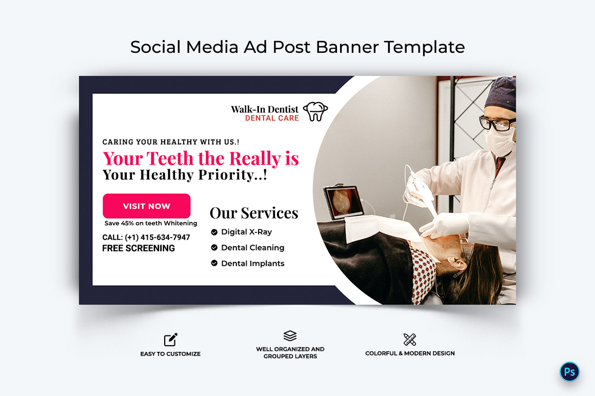 Dental Care Facebook Ad Banner Design Template-20