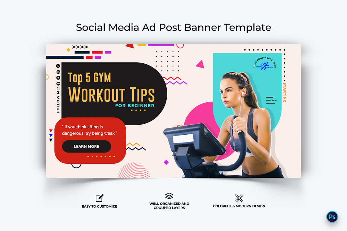 Fitness Facebook Ad Banner Design Template-02