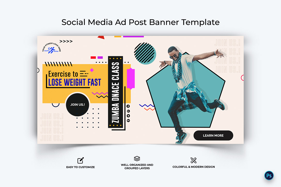 Fitness Facebook Ad Banner Design Template-04