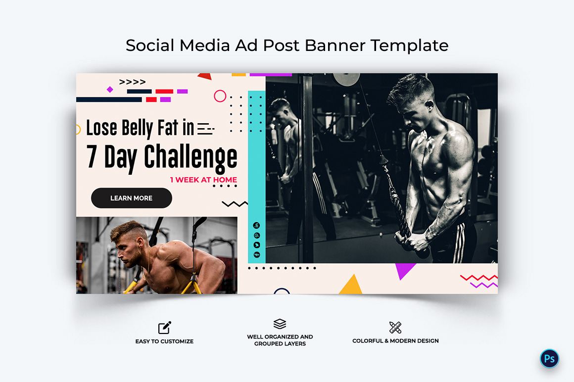 Fitness Facebook Ad Banner Design Template-05