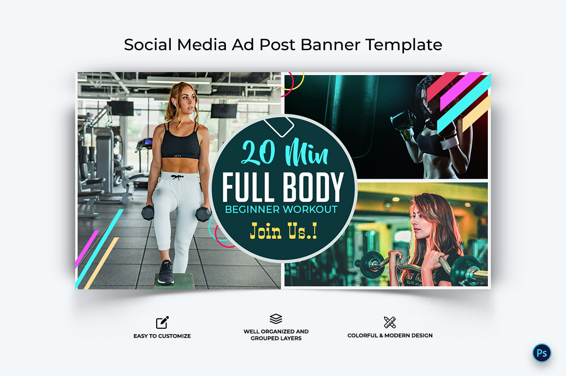 Fitness Facebook Ad Banner Design Template-11