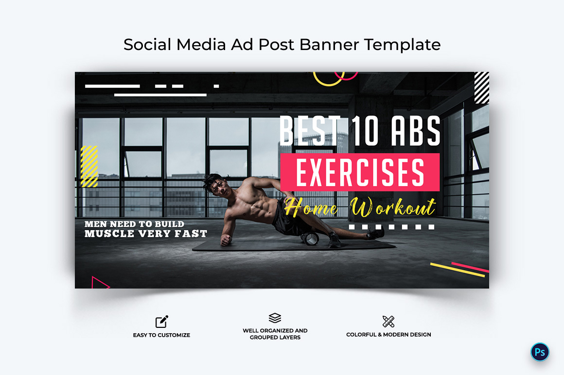 Fitness Facebook Ad Banner Design Template-12