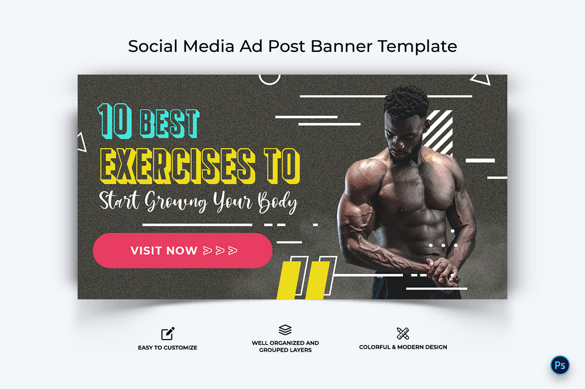 Fitness Facebook Ad Banner Design Template-13