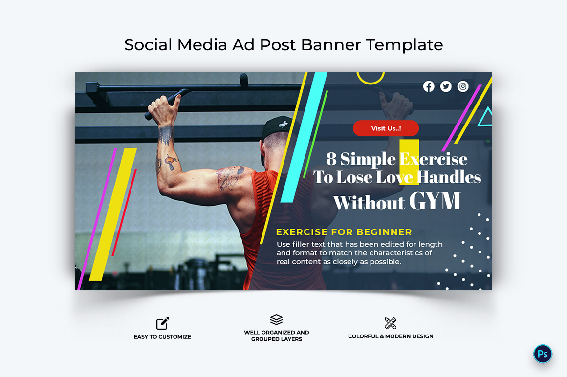 Fitness Facebook Ad Banner Design Template-15