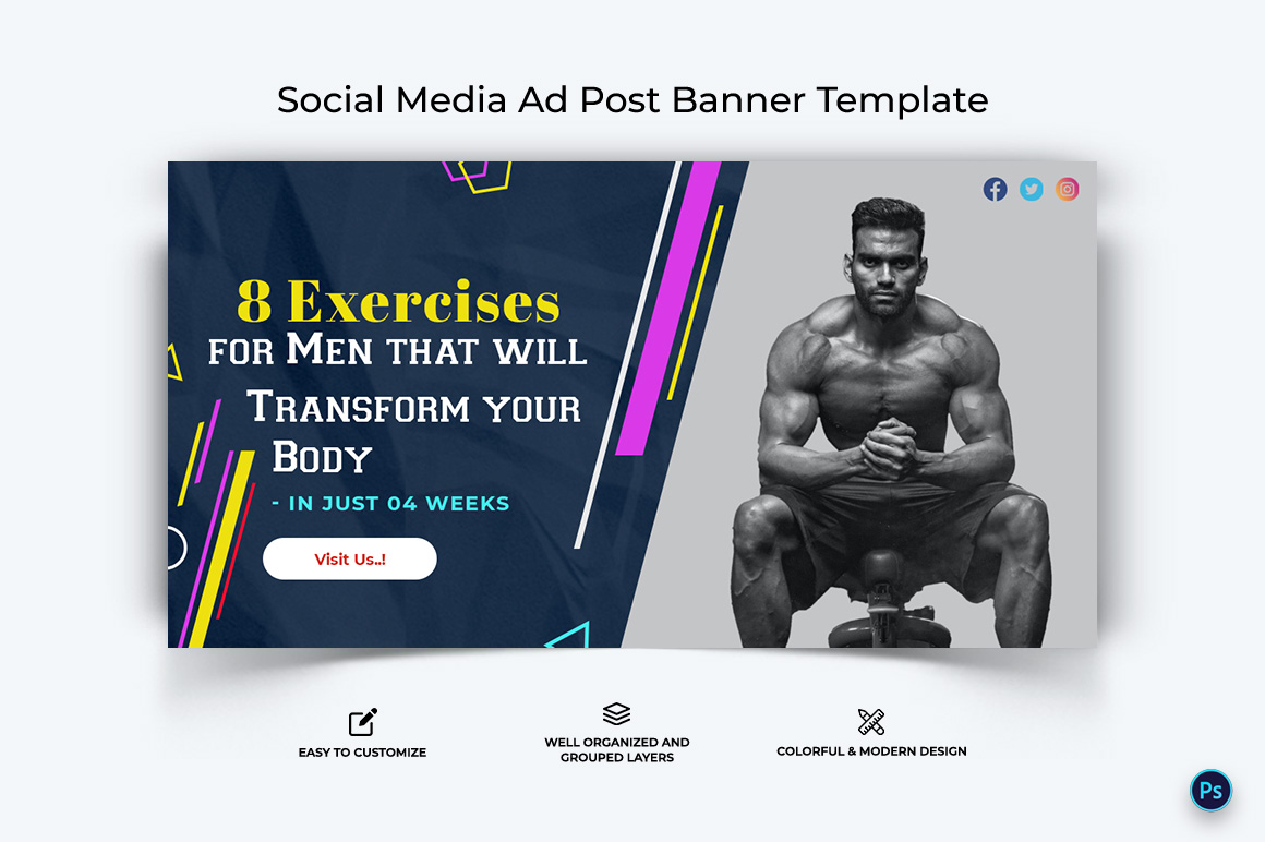 Fitness Facebook Ad Banner Design Template-16