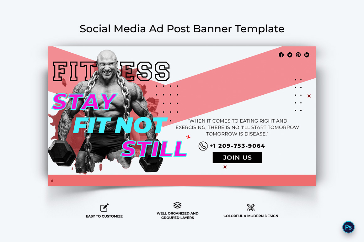 Fitness Facebook Ad Banner Design Template-17