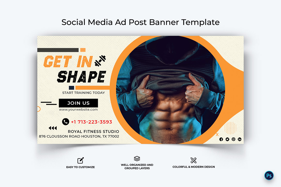 Fitness Facebook Ad Banner Design Template-18