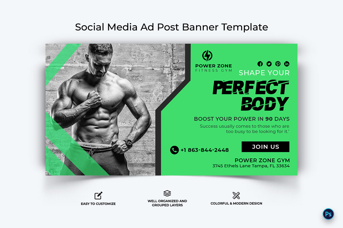 Fitness Facebook Ad Banner Design Template-19