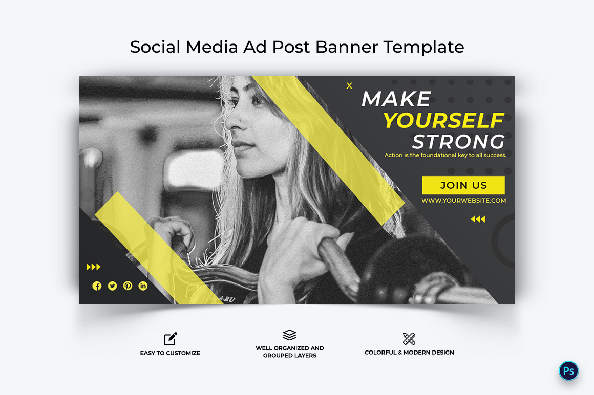 Fitness Facebook Ad Banner Design Template-21