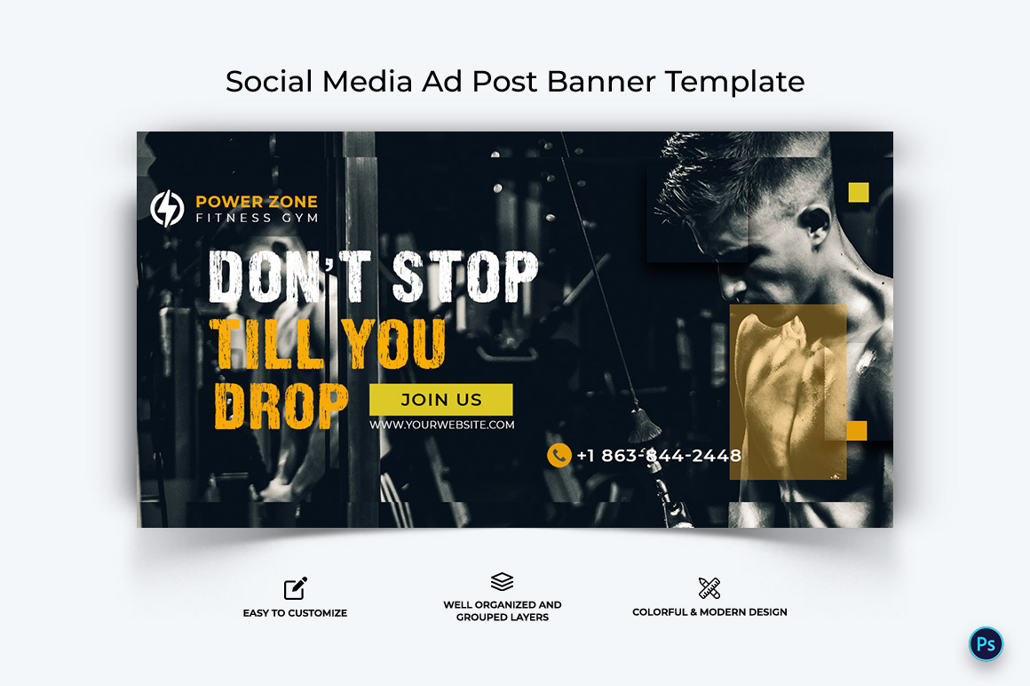 Fitness Facebook Ad Banner Design Template-23