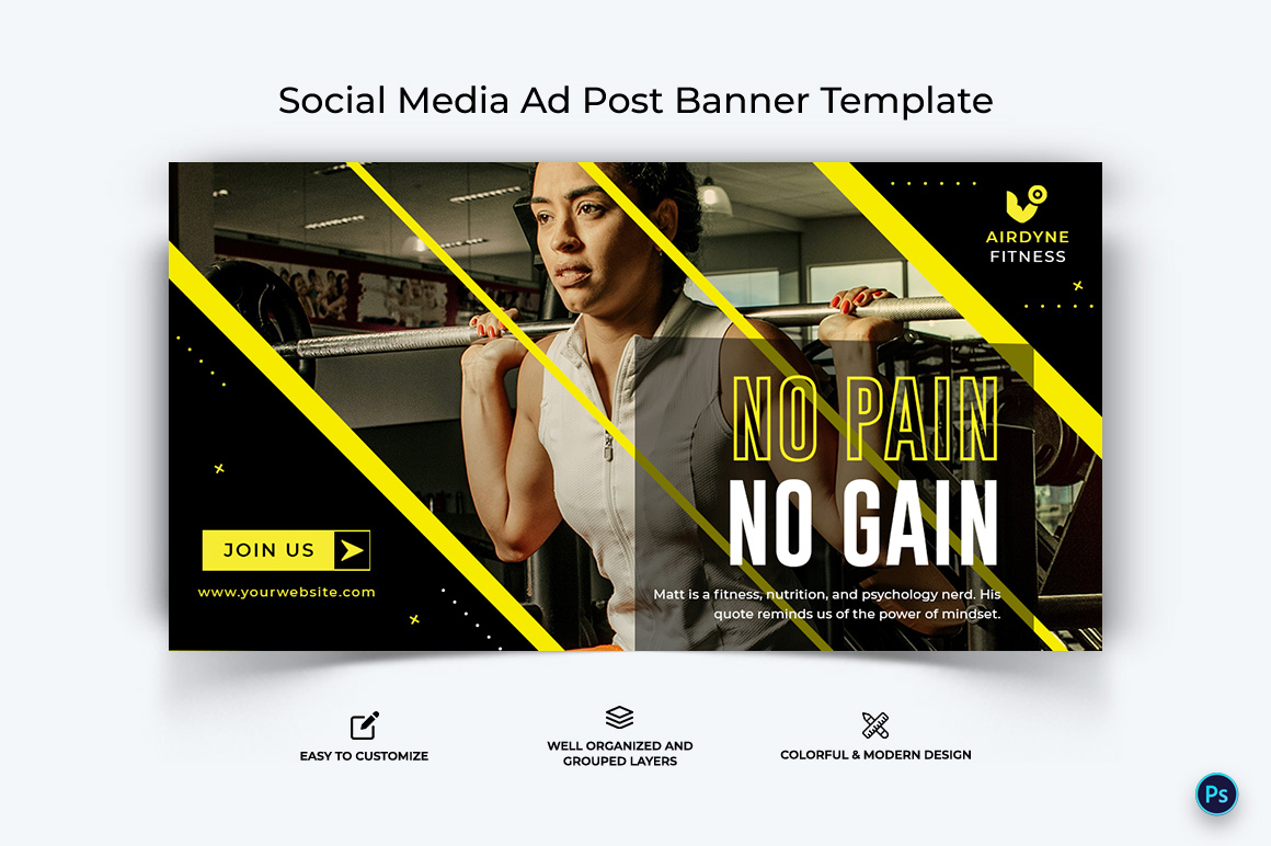 Fitness Facebook Ad Banner Design Template-25