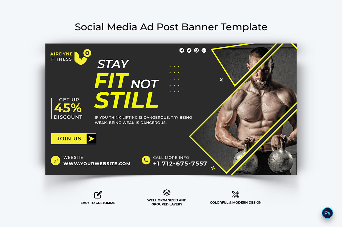 Fitness Facebook Ad Banner Design Template-27