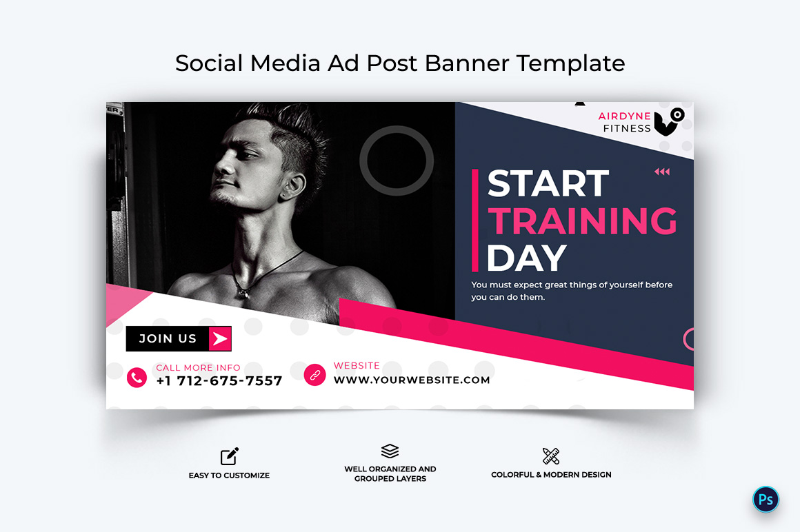 Fitness Facebook Ad Banner Design Template-28