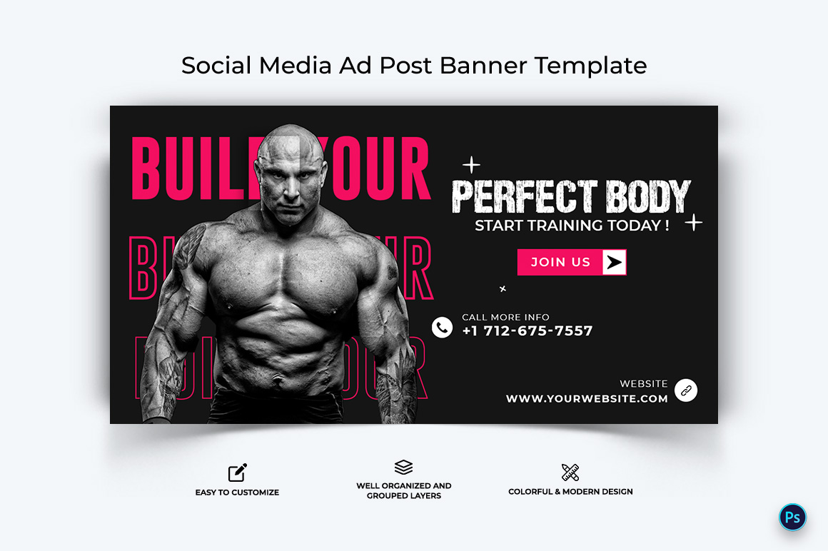 Fitness Facebook Ad Banner Design Template-30