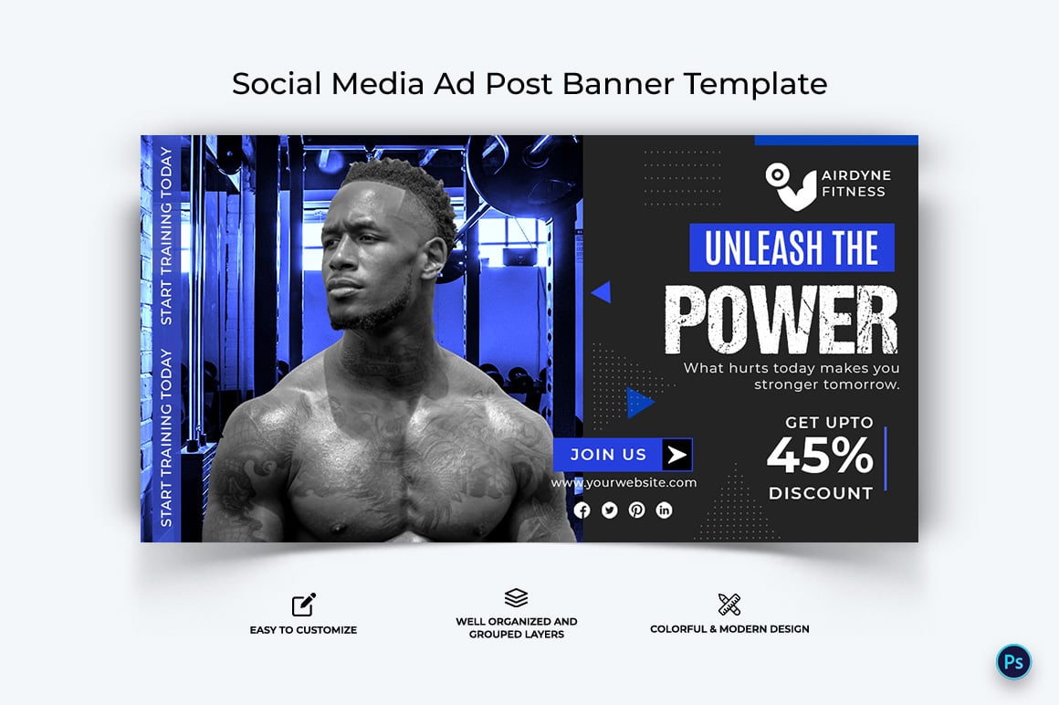 Fitness Facebook Ad Banner Design Template-32