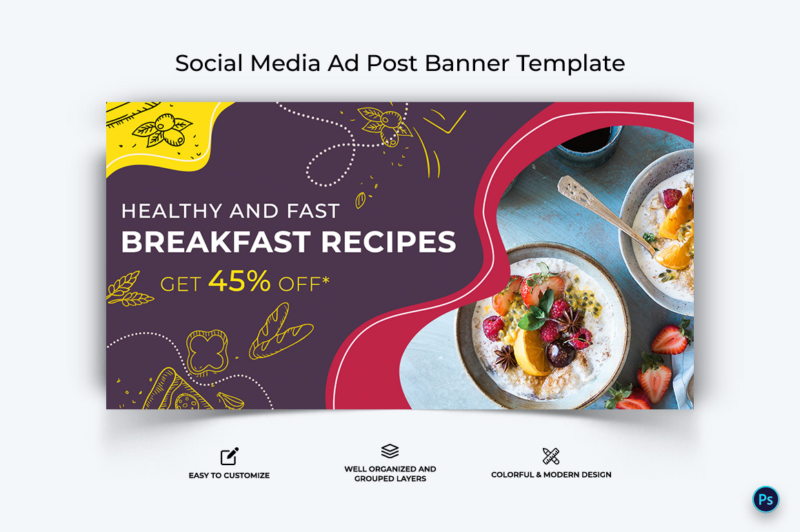 Food and Restaurant Facebook Ad Banner Design Template-01