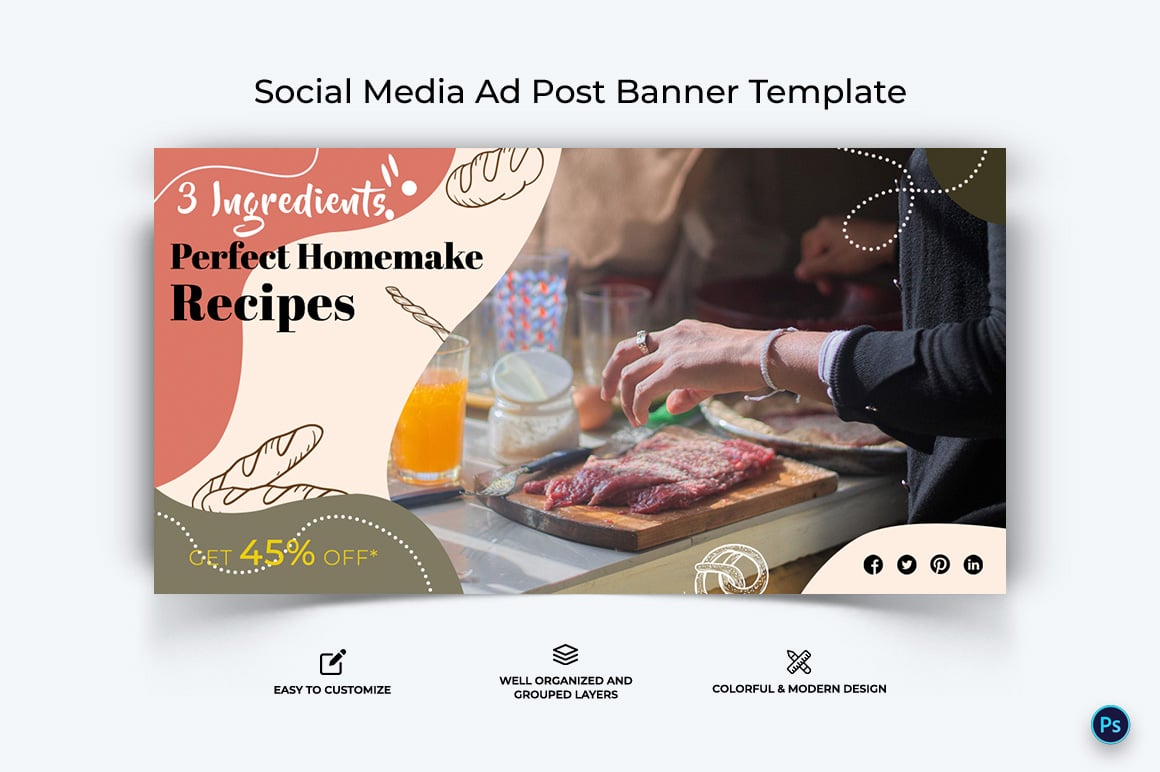 Food and Restaurant Facebook Ad Banner Design Template-10