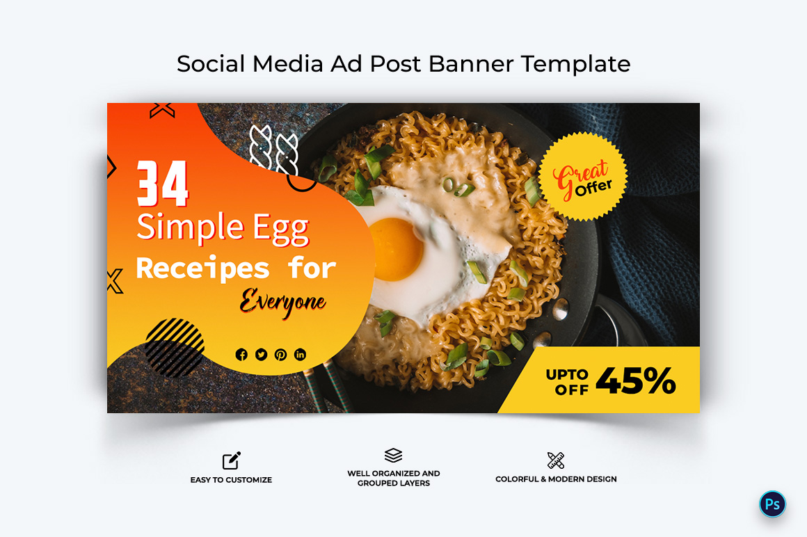 Food and Restaurant Facebook Ad Banner Design Template-13