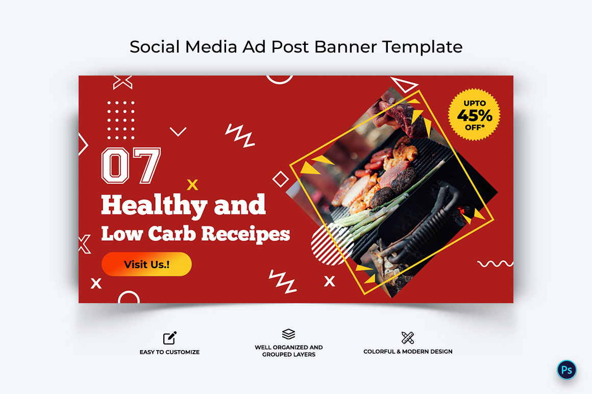 Food and Restaurant Facebook Ad Banner Design Template-14