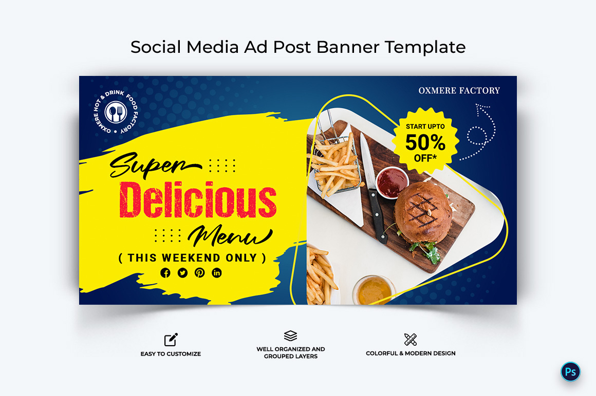 Food and Restaurant Facebook Ad Banner Design Template-17