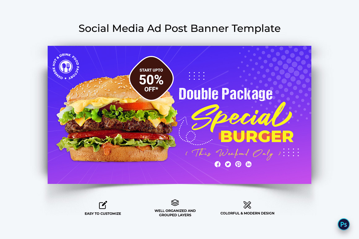 Food and Restaurant Facebook Ad Banner Design Template-24