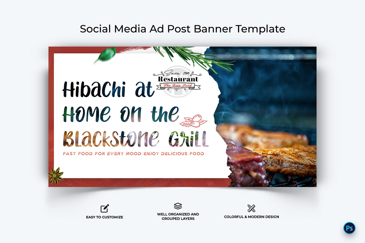 Food and Restaurant Facebook Ad Banner Design Template-27