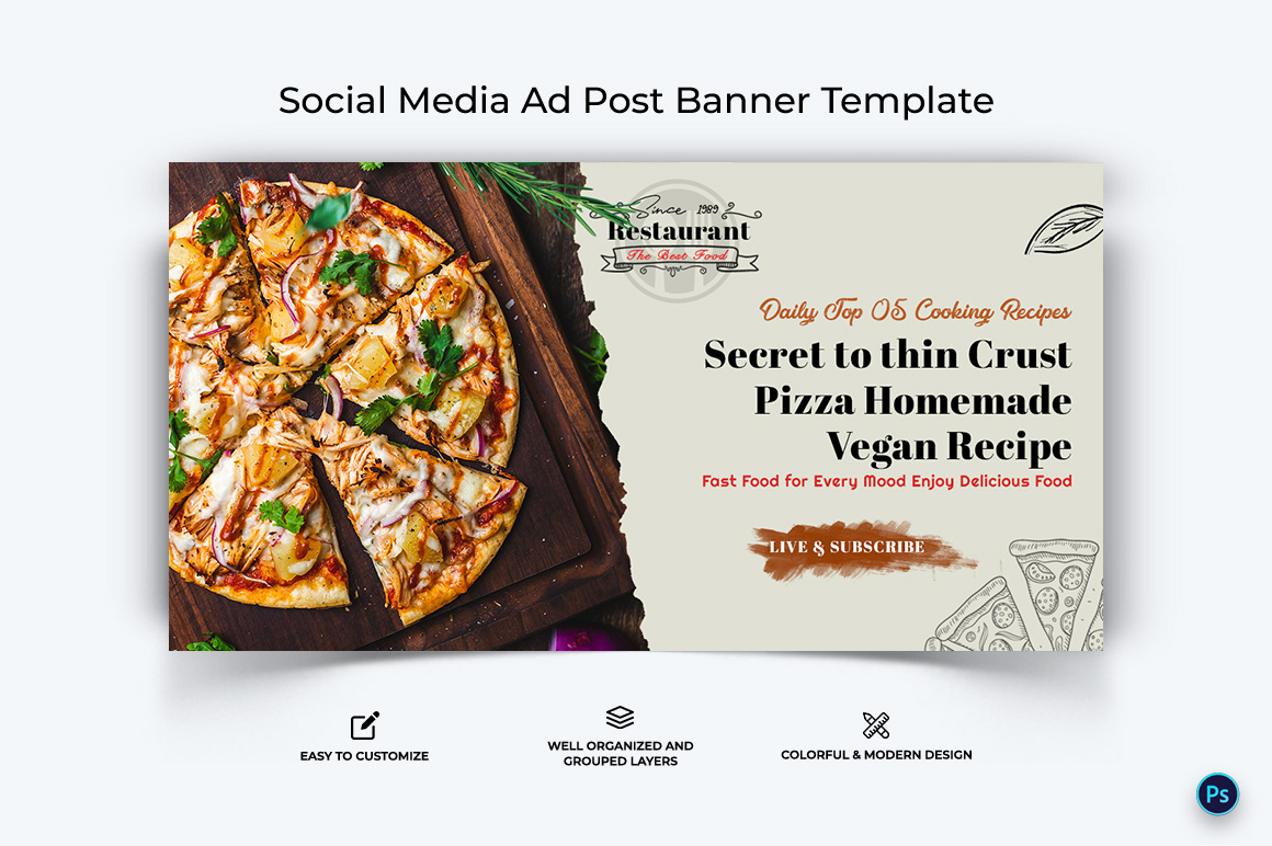 Food and Restaurant Facebook Ad Banner Design Template-28