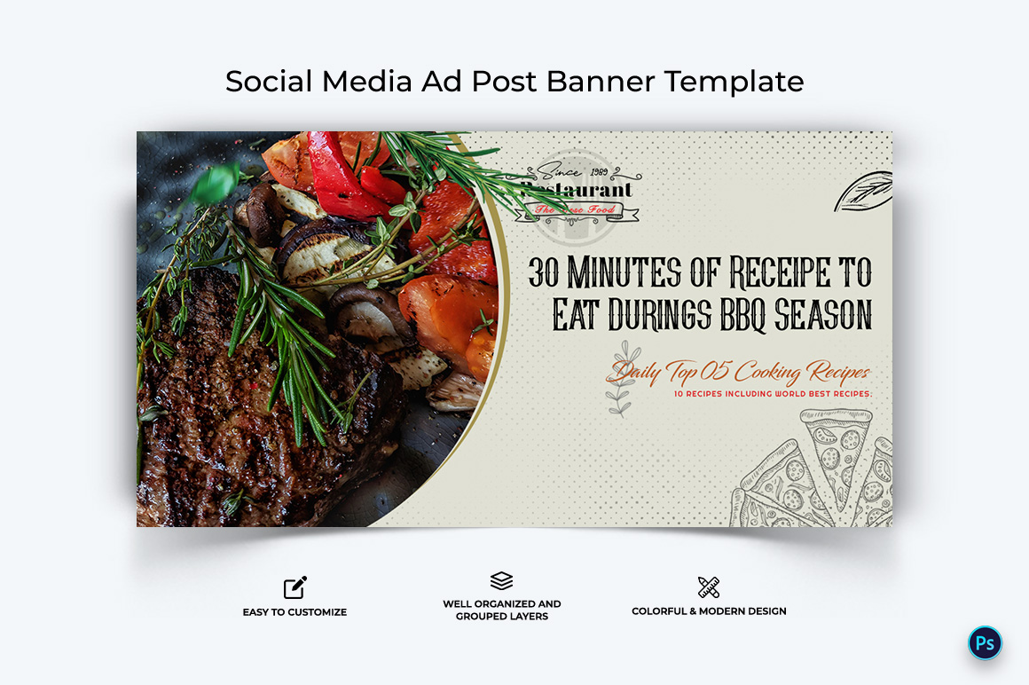 Food and Restaurant Facebook Ad Banner Design Template-30