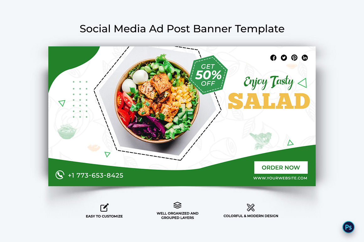 Food and Restaurant Facebook Ad Banner Design Template-32