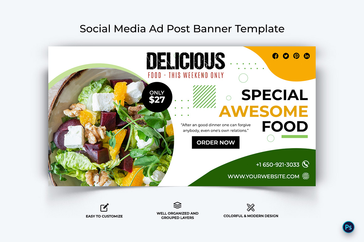 Food and Restaurant Facebook Ad Banner Design Template-33