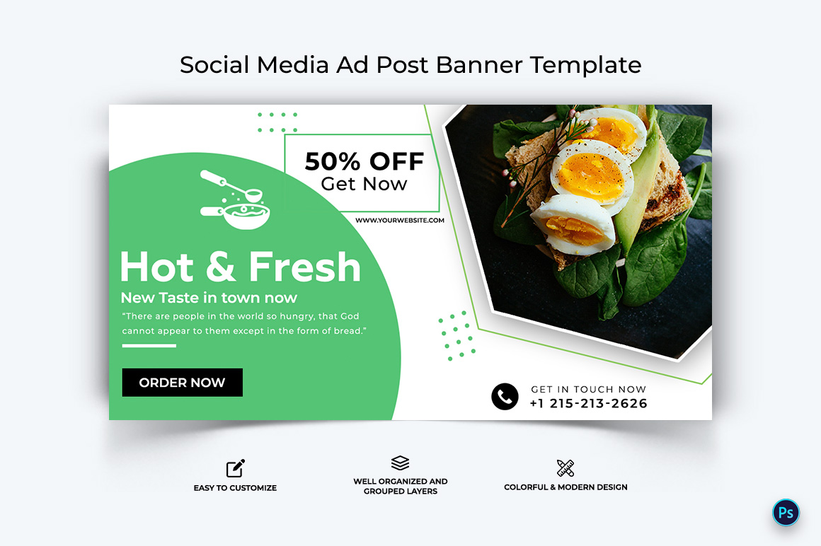 Food and Restaurant Facebook Ad Banner Design Template-34