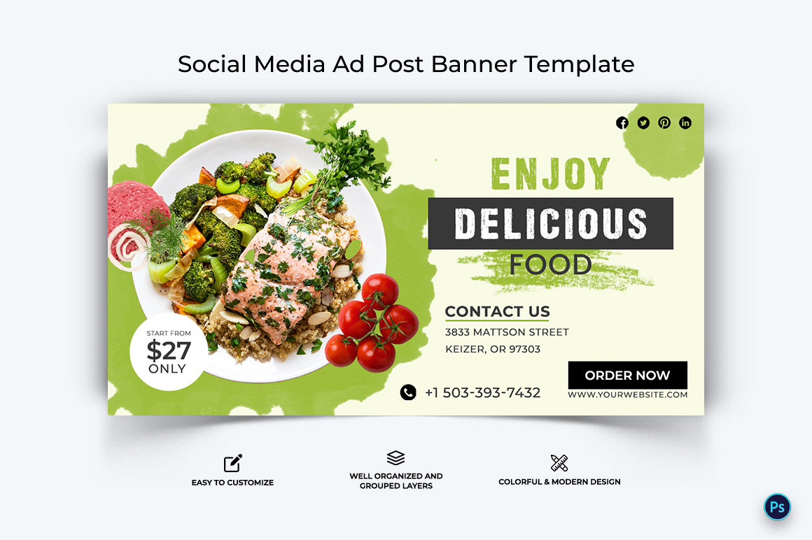 Food and Restaurant Facebook Ad Banner Design Template-37