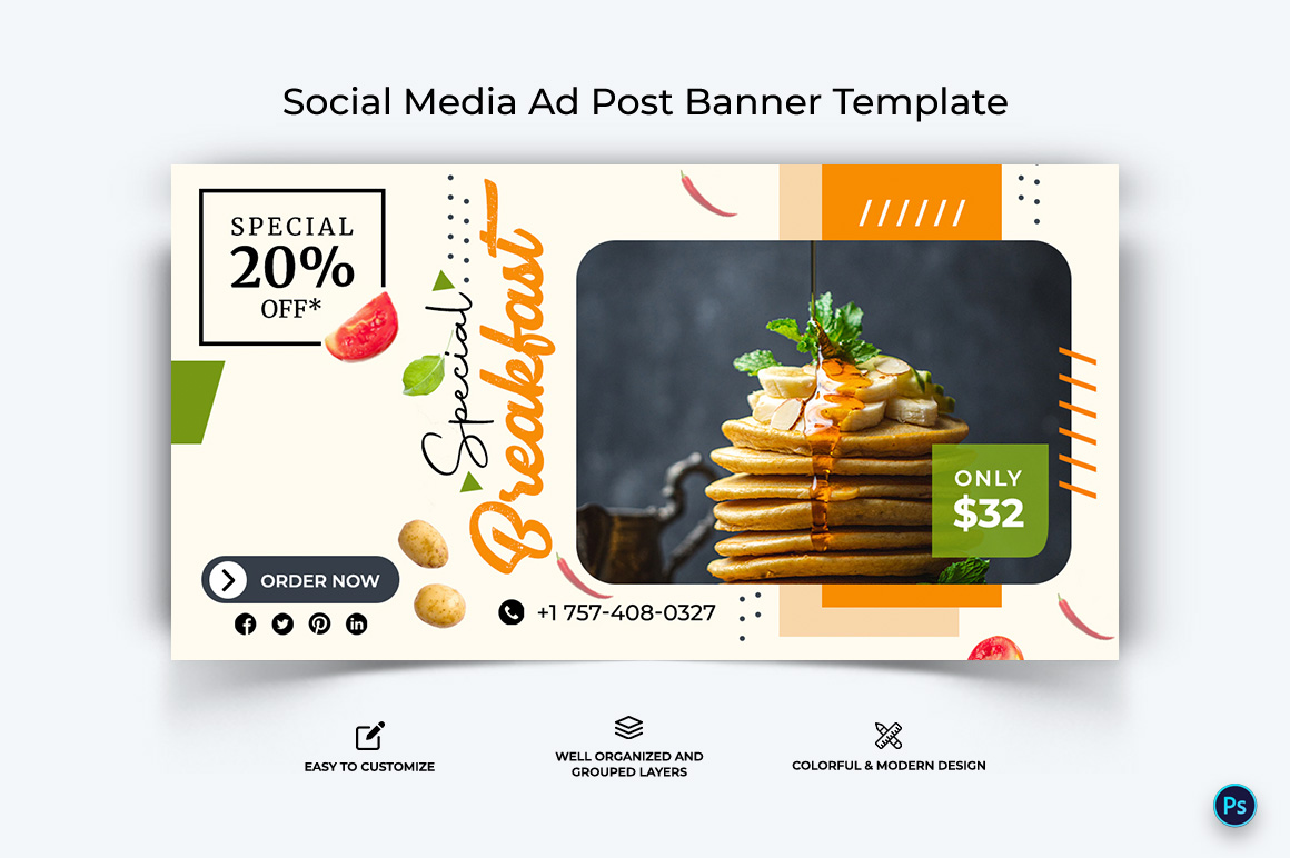 Food and Restaurant Facebook Ad Banner Design Template-40